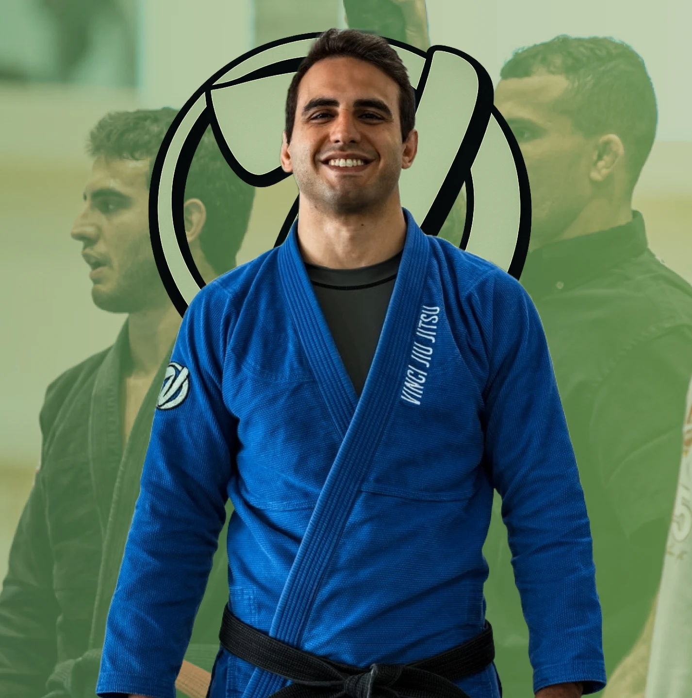 Bruno Reale, head coach and founder of Vinci Jiu-Jitsu, smiling in a black gi